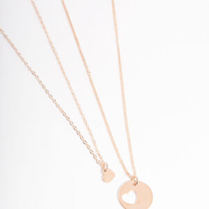 Rose Heart Disc Cut Out Necklace Pack